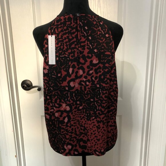 Three Eighty Two Red & Black Leopard Print Halter Top Size Large, Bold & Stylish - Picture 3 of 7